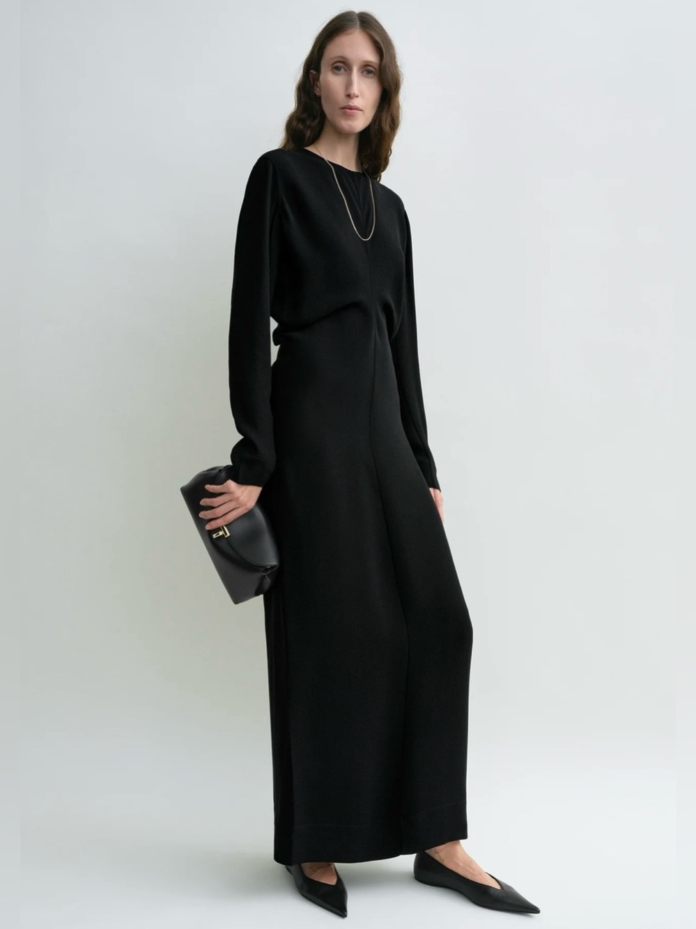 Totome Long Sleeve Slouch Waist Dress In Black Size 34